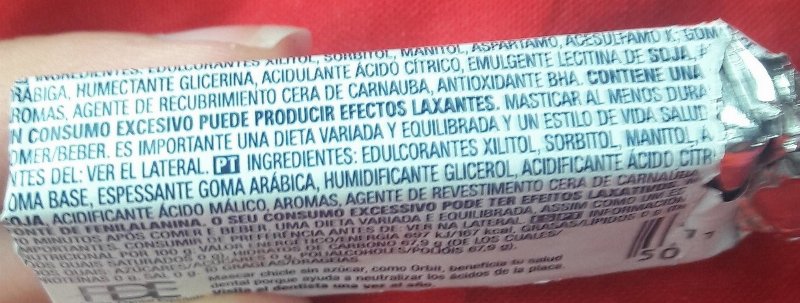 Foto da lista de ingredientes