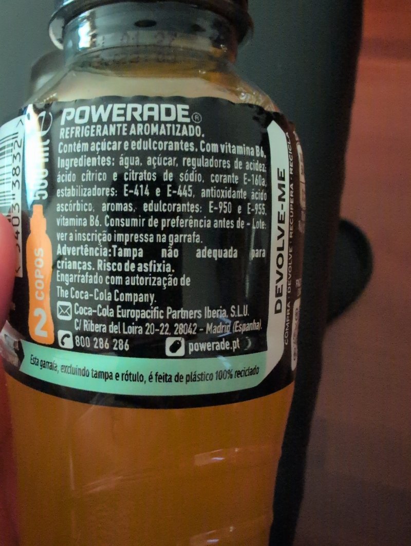 Foto da lista de ingredientes