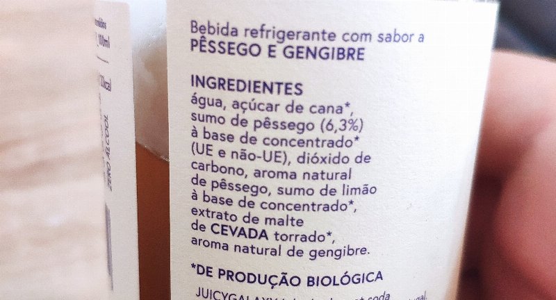 Foto da lista de ingredientes