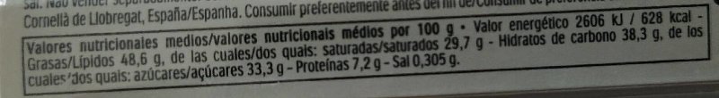 Foto da tabela nutricional