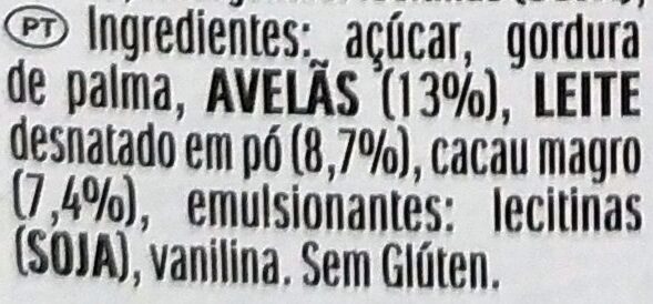 Foto da lista de ingredientes