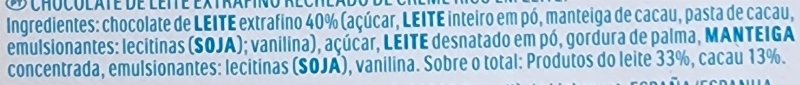 Foto da lista de ingredientes