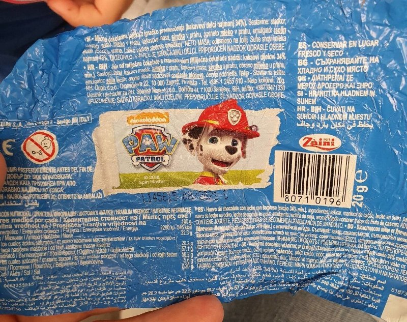 Foto da tabela nutricional