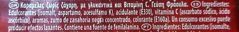 Foto da lista de ingredientes
