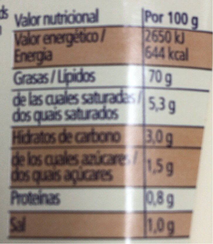 Foto da tabela nutricional