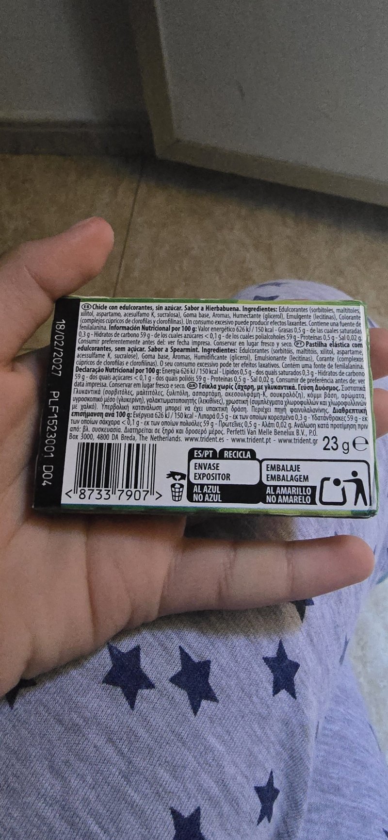 Foto da lista de ingredientes