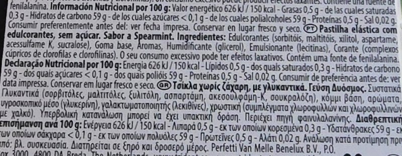 Foto da tabela nutricional