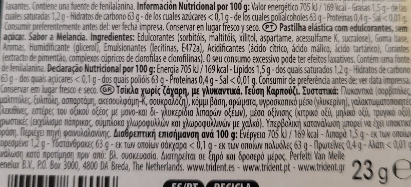 Foto da tabela nutricional