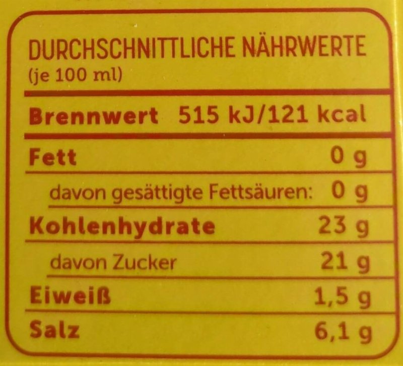 Foto da tabela nutricional