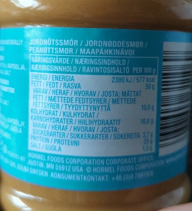 Foto da tabela nutricional