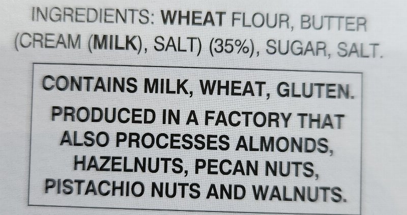 Foto da lista de ingredientes