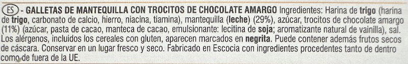 Foto da lista de ingredientes