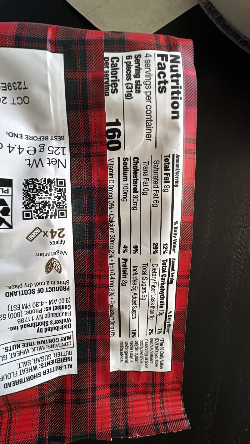 Foto da tabela nutricional