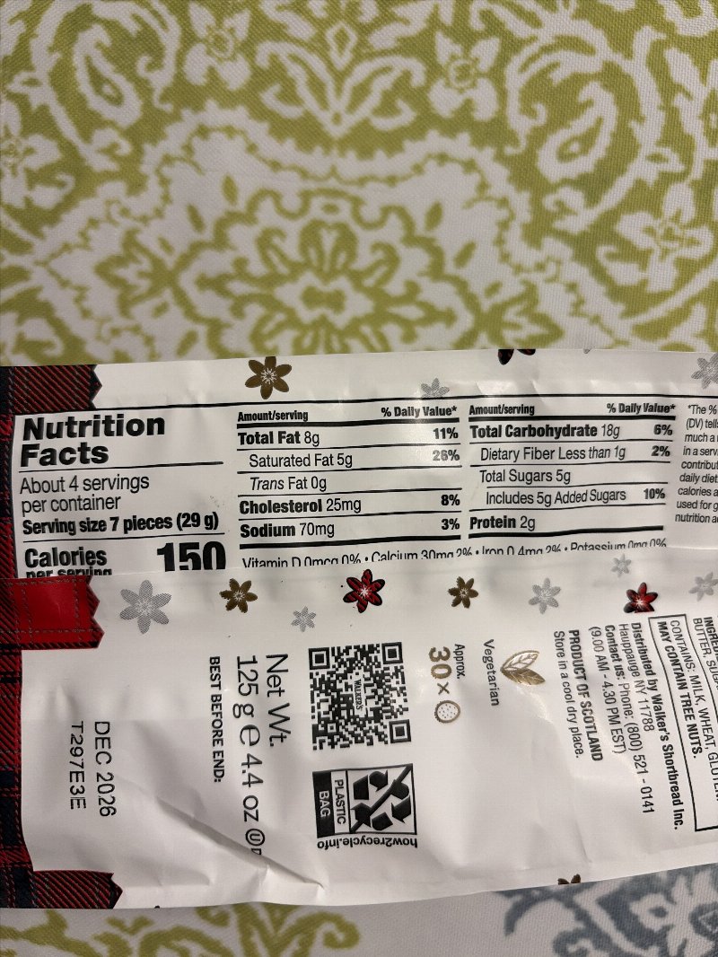 Foto da lista de ingredientes