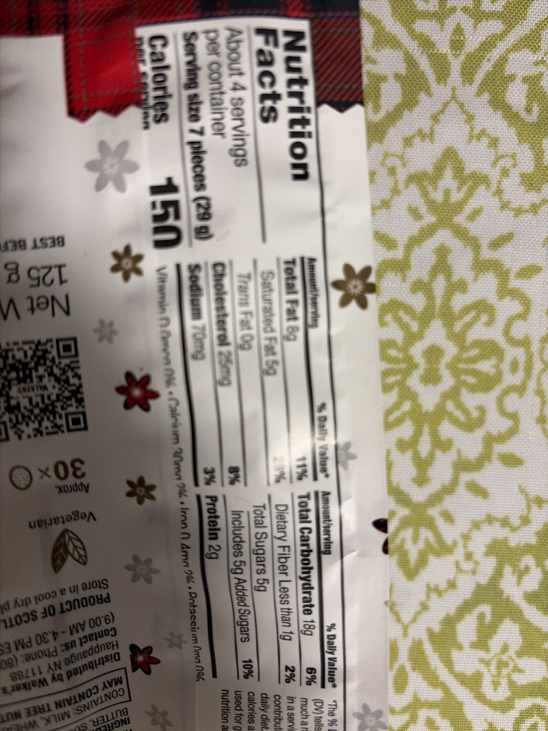 Foto da tabela nutricional