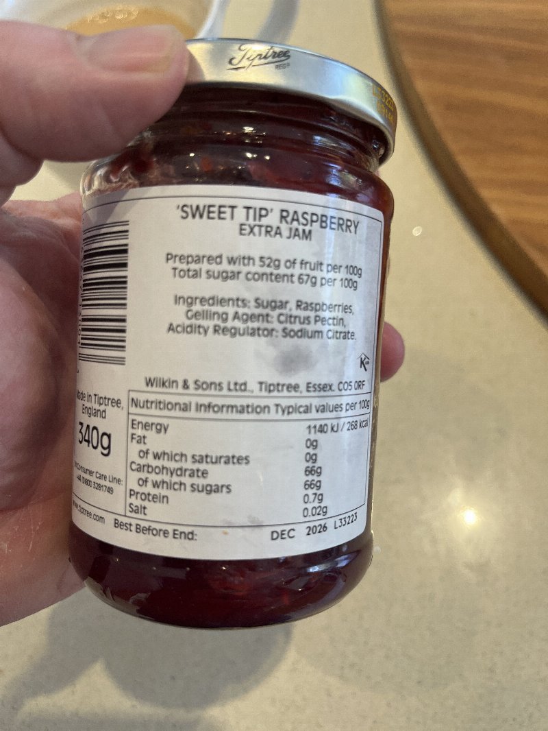 Foto da lista de ingredientes