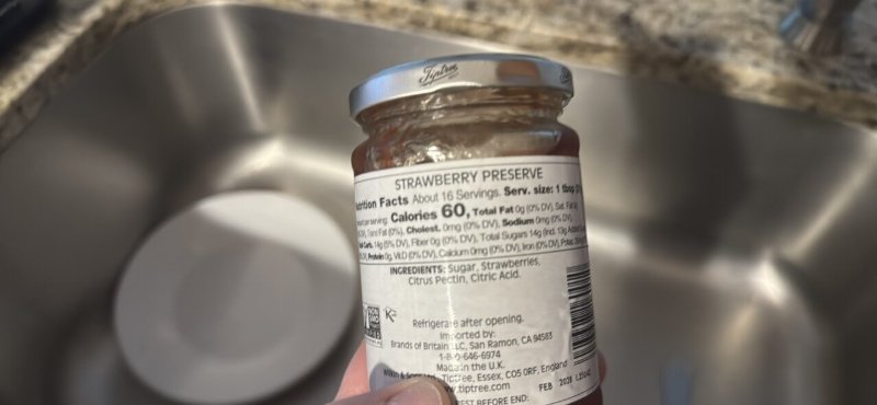 Foto da tabela nutricional