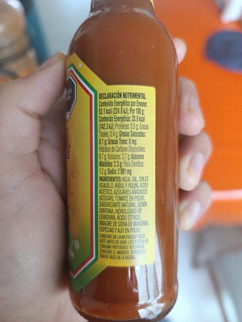 Foto da lista de ingredientes