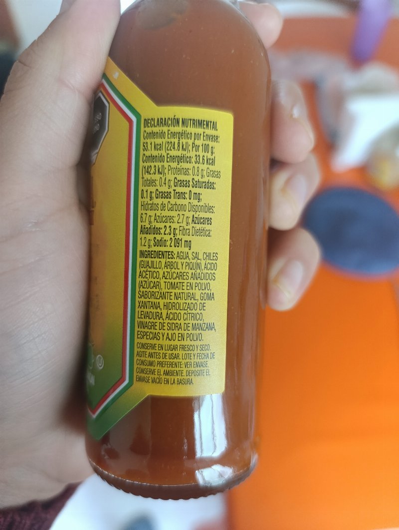Foto da tabela nutricional