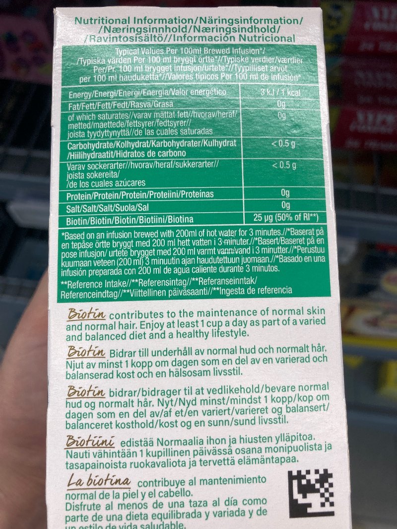 Foto da tabela nutricional
