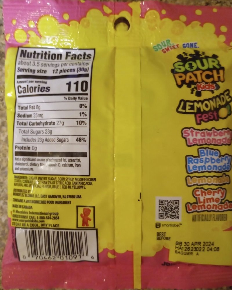 Foto da tabela nutricional
