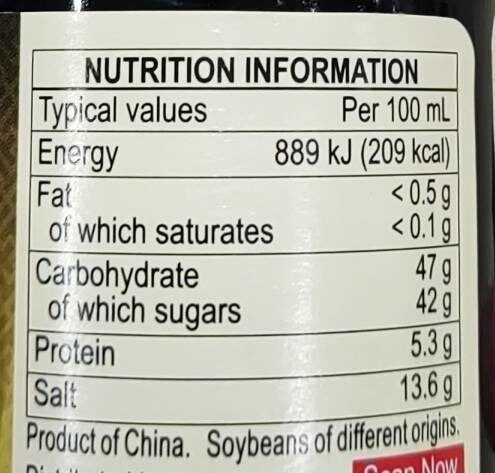 Foto da tabela nutricional
