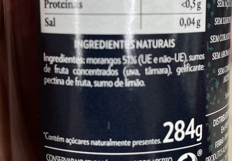 Foto da lista de ingredientes