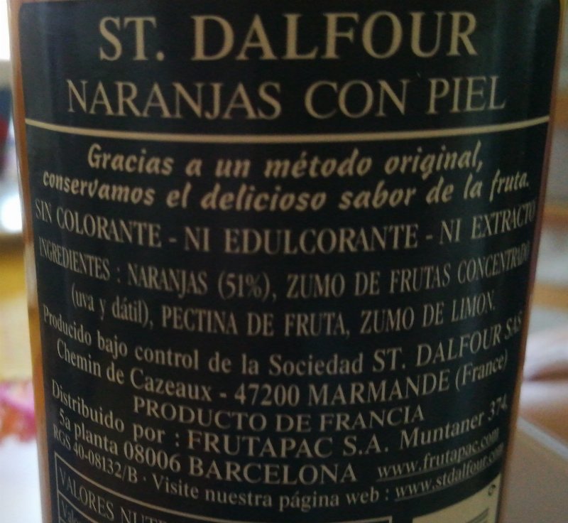 Foto da lista de ingredientes