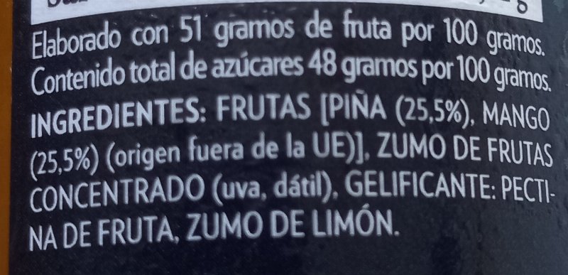 Foto da lista de ingredientes
