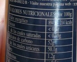 Foto da tabela nutricional