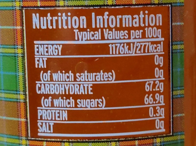 Foto da tabela nutricional