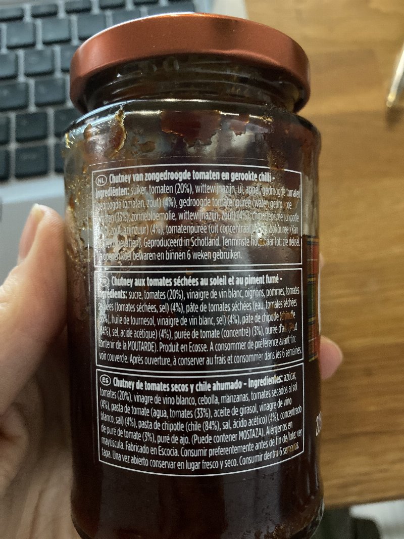 Foto da lista de ingredientes