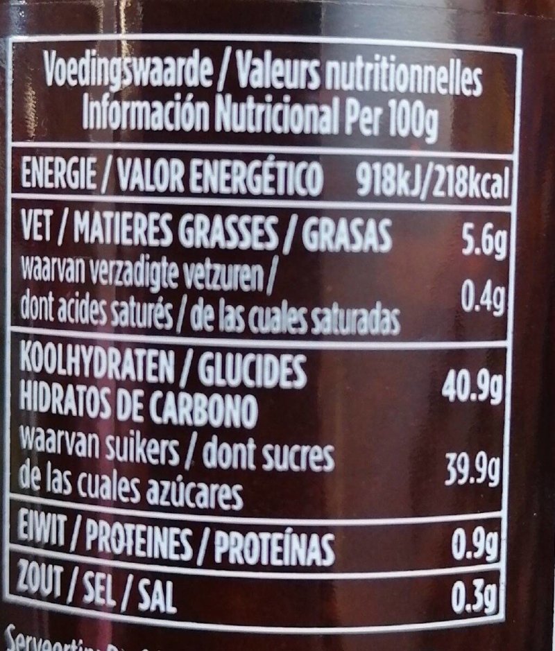Foto da tabela nutricional