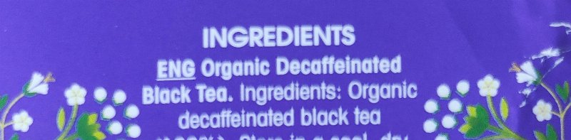Foto da lista de ingredientes
