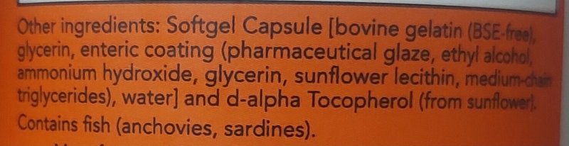 Foto da lista de ingredientes