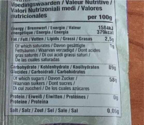 Foto da tabela nutricional