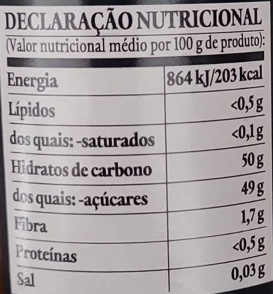 Foto da tabela nutricional