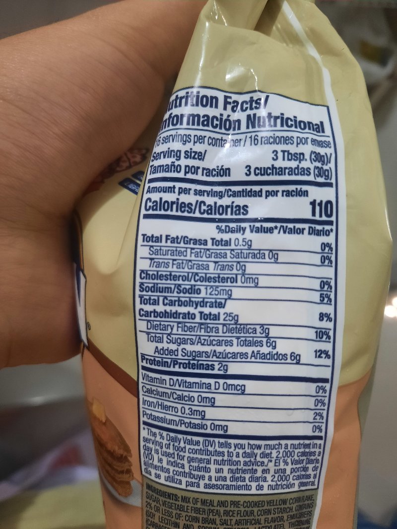 Foto da tabela nutricional