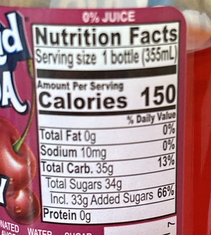 Foto da tabela nutricional