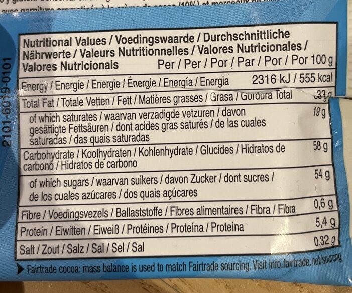 Foto da tabela nutricional