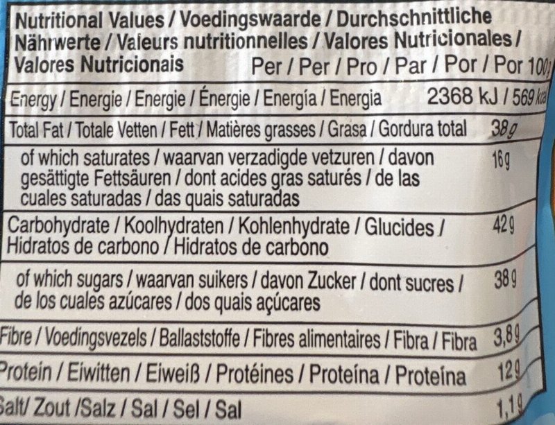 Foto da tabela nutricional
