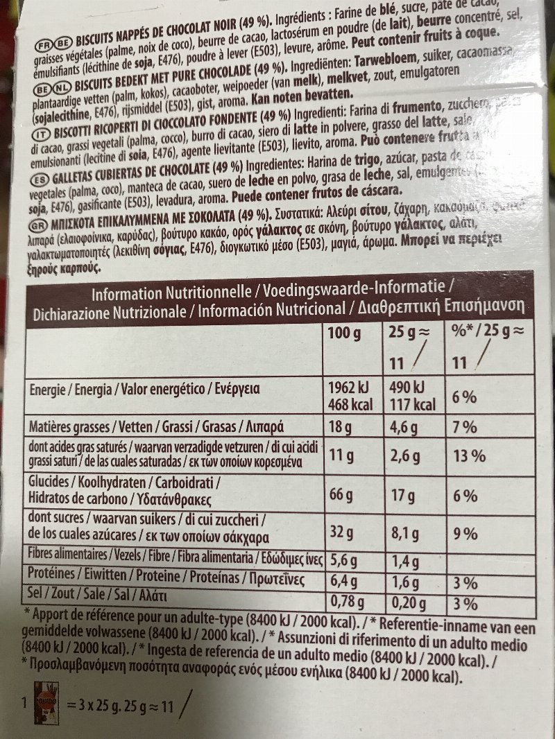 Foto da tabela nutricional