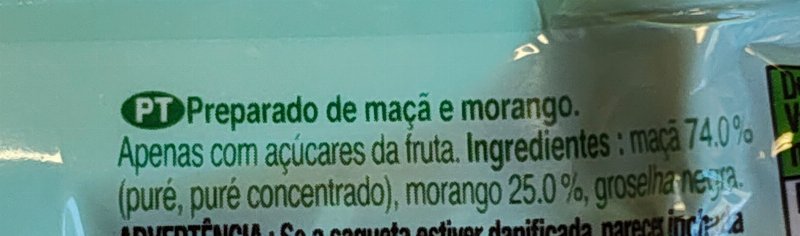 Foto da lista de ingredientes