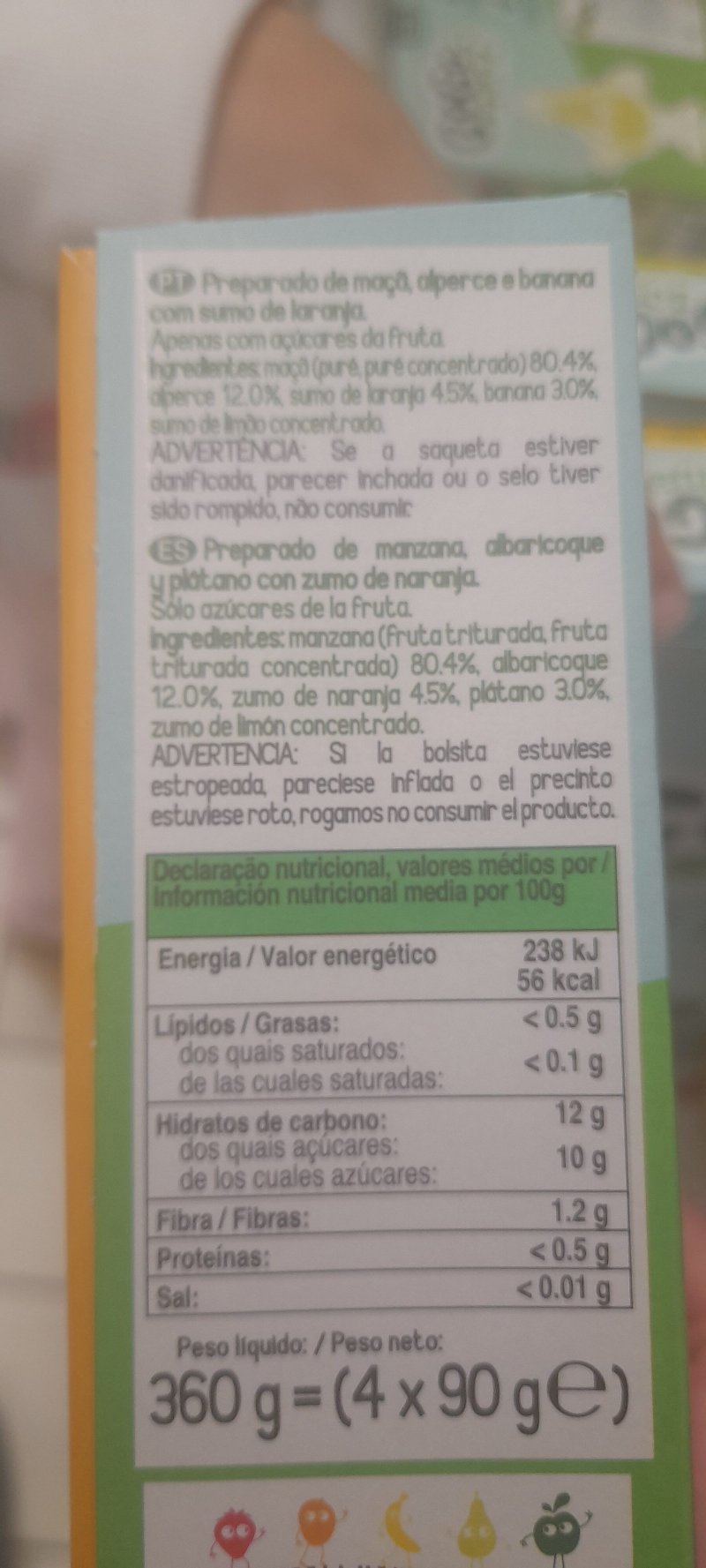 Foto da lista de ingredientes