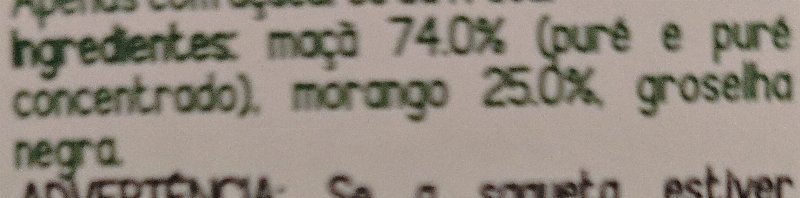 Foto da lista de ingredientes