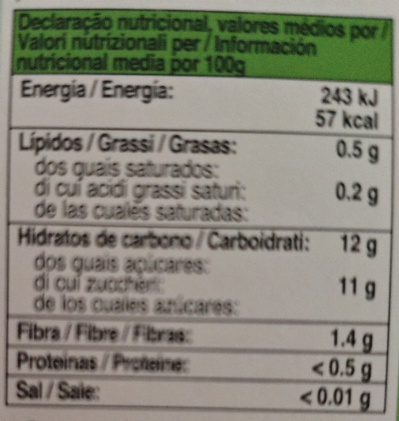 Foto da tabela nutricional
