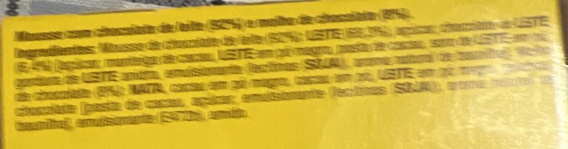 Foto da lista de ingredientes