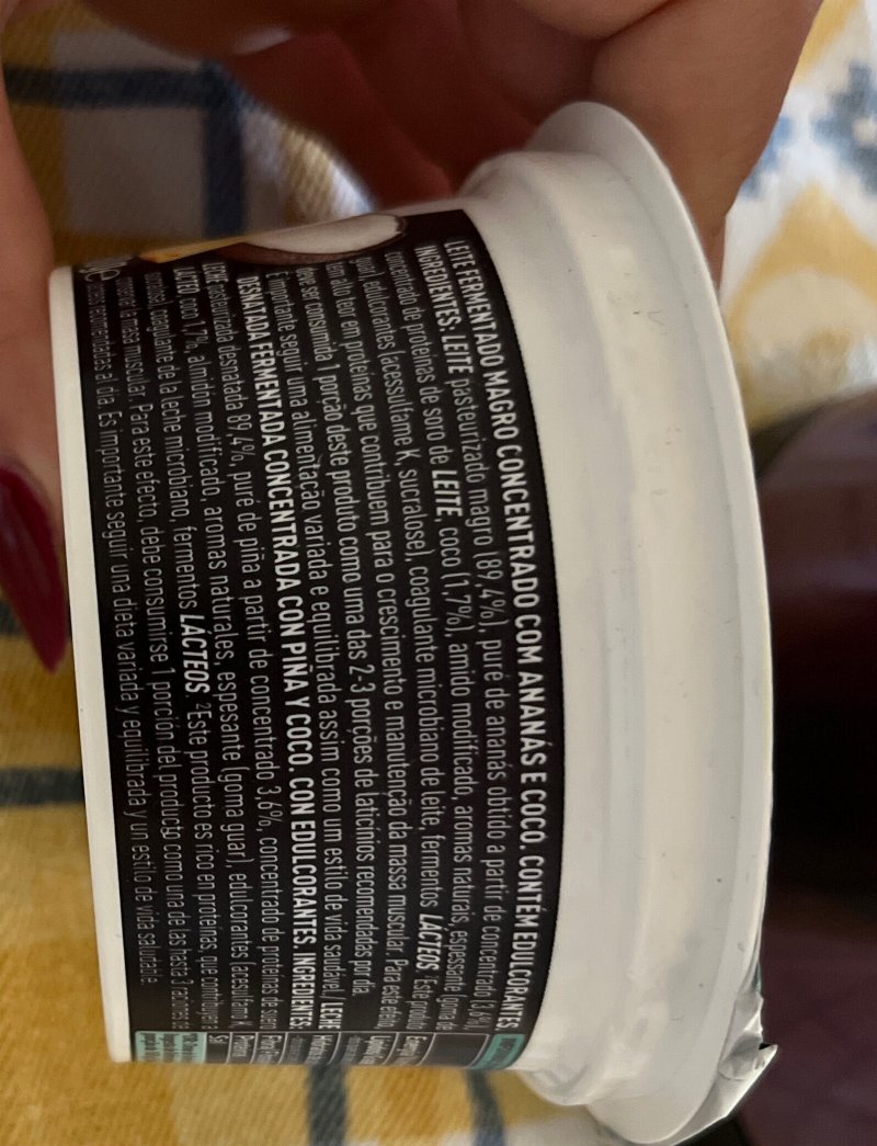 Foto da lista de ingredientes