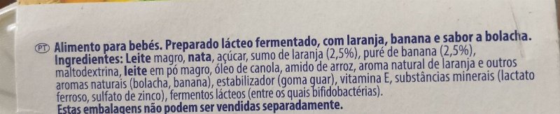 Foto da lista de ingredientes