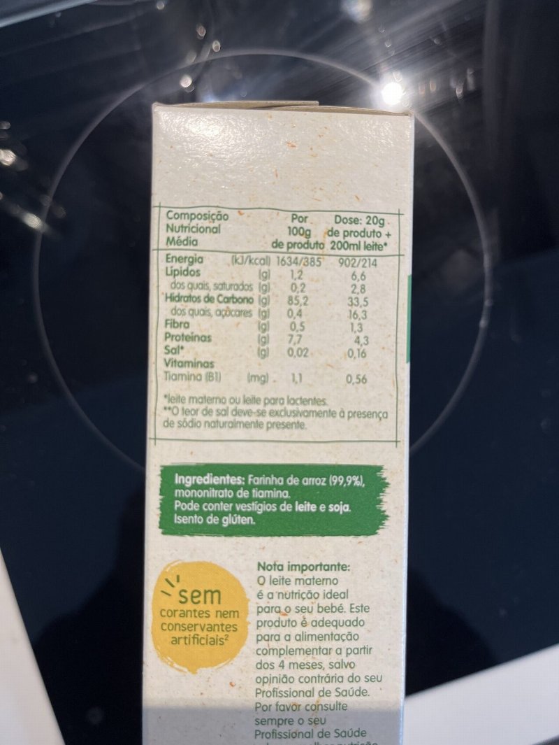 Foto da tabela nutricional